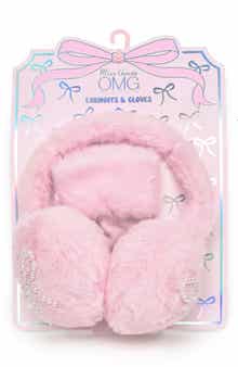 Kids' Bow Pearl Earmuffs & Gloves Set