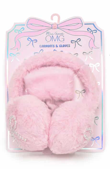 Kids' Bow Pearl Earmuffs & Gloves Set