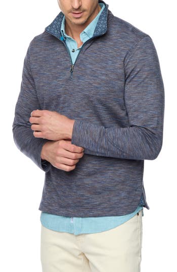 Robert Graham Remo Space Dye Quarter Zip Pullover In Navy
