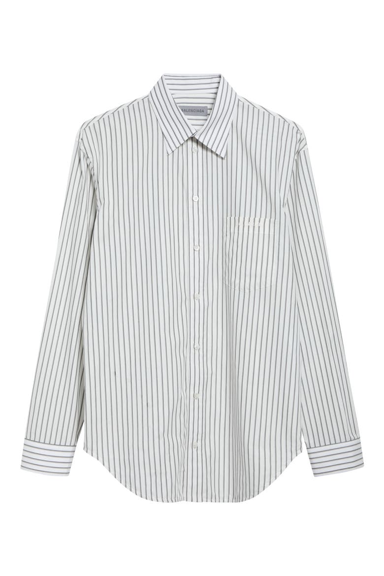 Regular Fit Stripe Button-Up Shirt, Main, color, 9040 WHITE/ BLACK