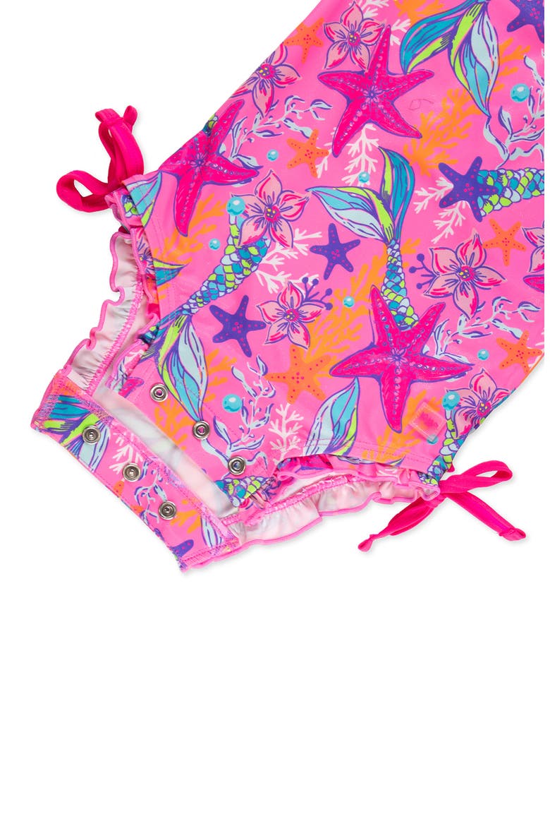 Kids' Mermaid Long Sleeve One-Piece Rashguard Swimsuit, Alternate, color, PINK