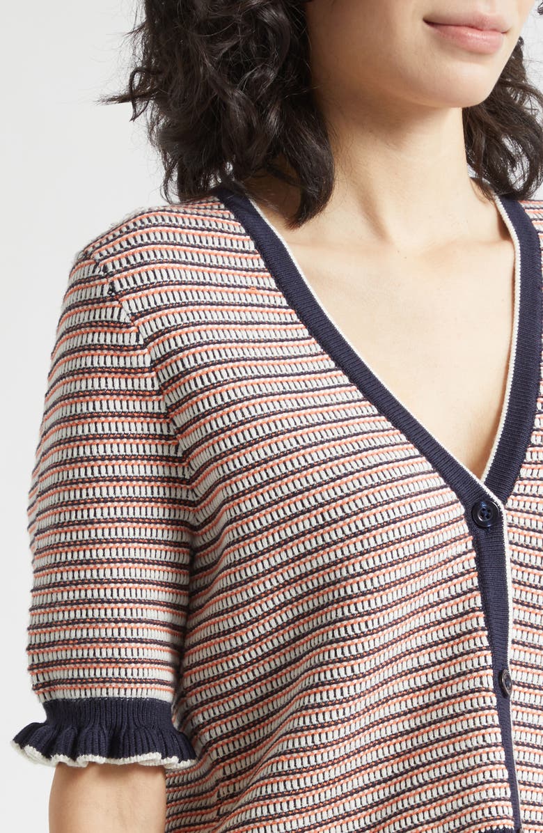 Cinq à Sept Clem Stripe Cardigan, Alternate, color, Navy Multi