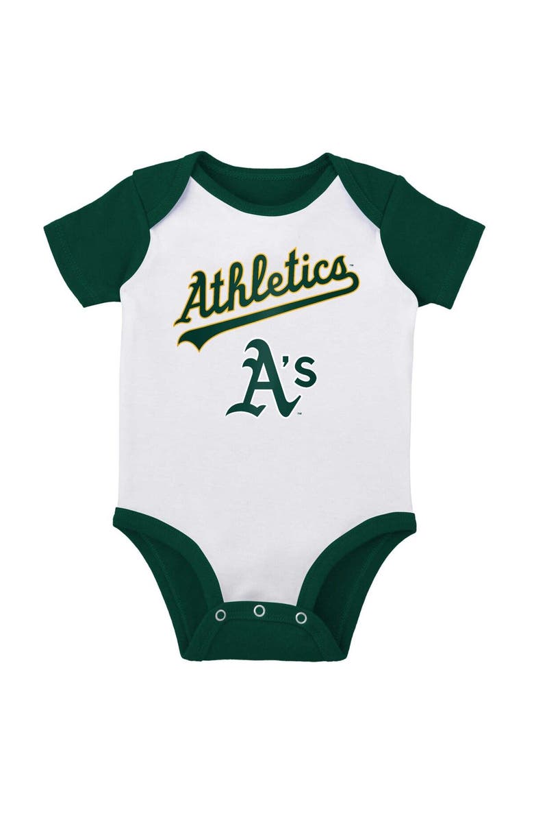 Outerstuff Newborn & Infant White/Heather Gray Oakland Athletics Little Slugger Two-Pack Bodysuit Set, Alternate, color,