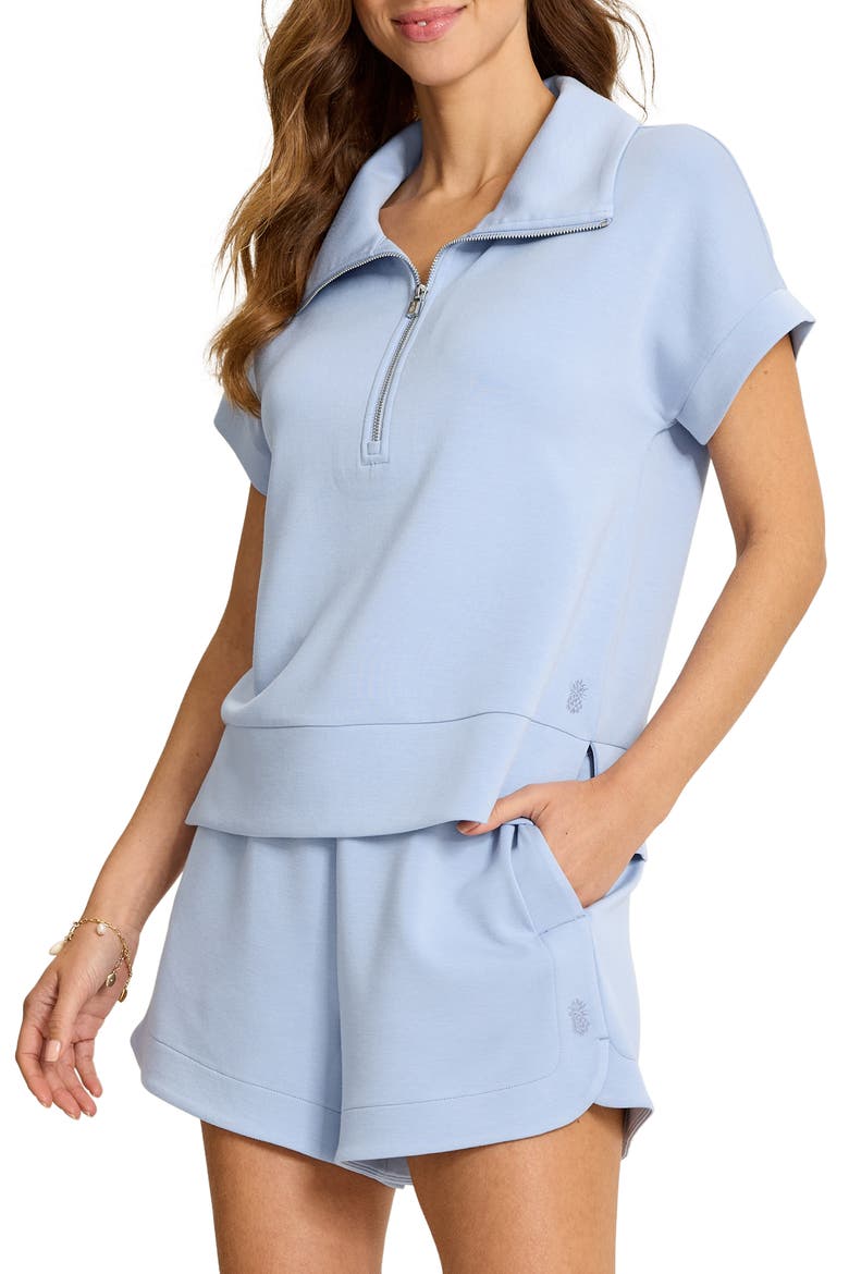Palm Voyage Fleece Half Zip Pullover, Main, color, EVERTIDE