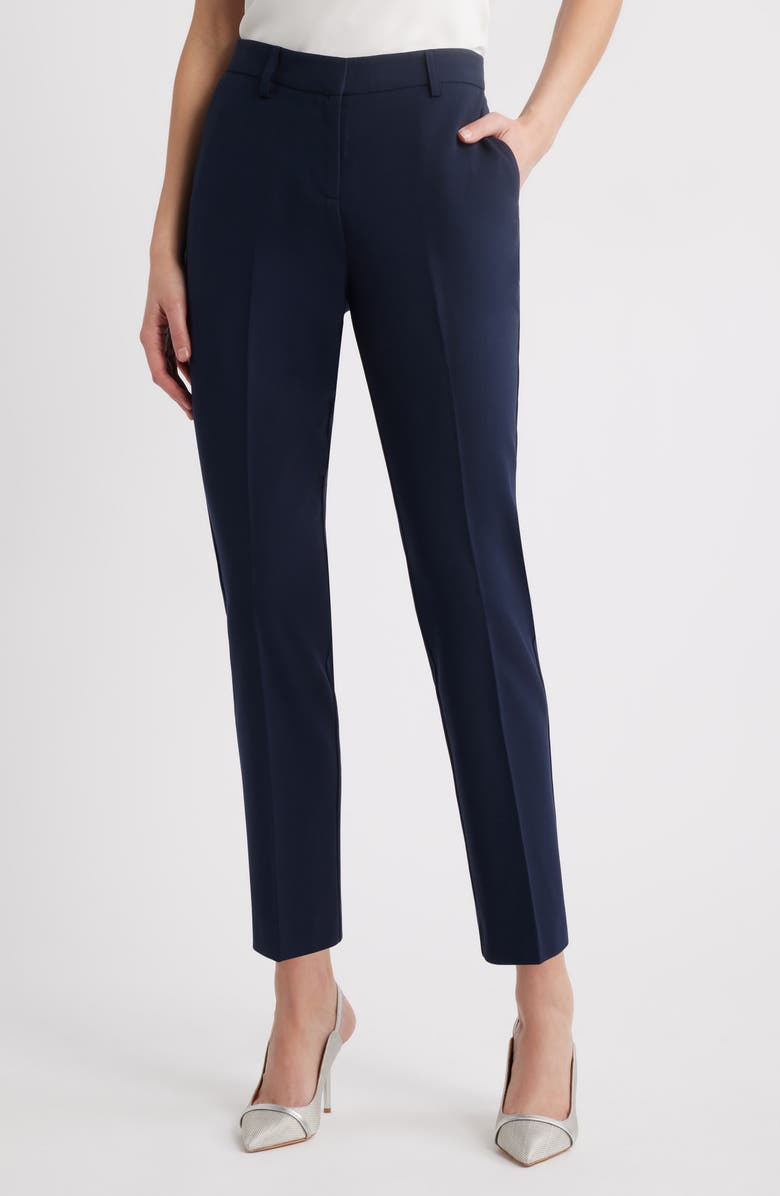 Tahari ASL Classic Straight Leg Pants, Main, color, New Navy