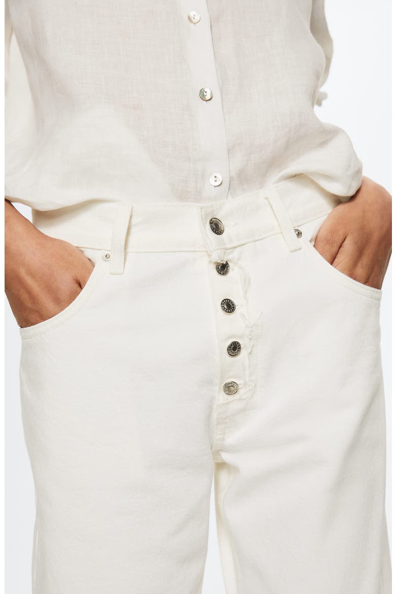 Straight Leg Button Fly Crop Jeans, Alternate, color, WHITE