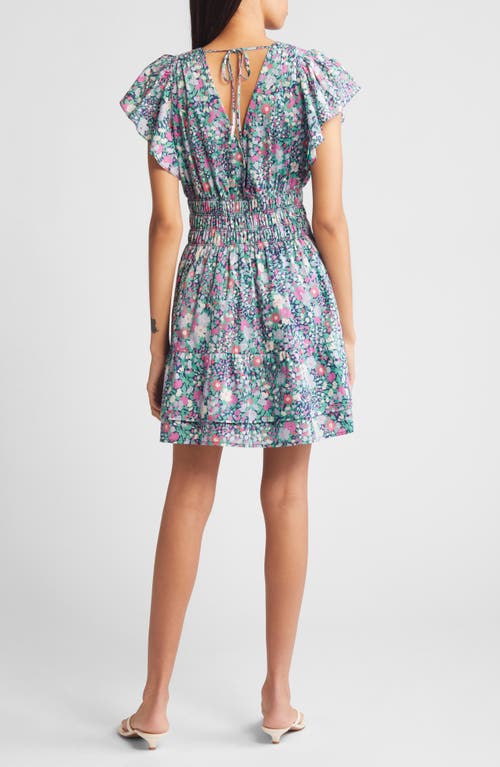 Rails Kimora Floral Flutter-sleeve Mini Dress In Navy Leilani Floral