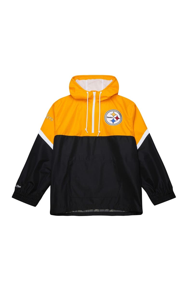 Mitchell & Ness Men's Mitchell & Ness Gold/Black Pittsburgh Steelers Tie Breaker Vintage Logo Lightweight Anorak Half-Zip Windbreaker, Alternate, color, Gold