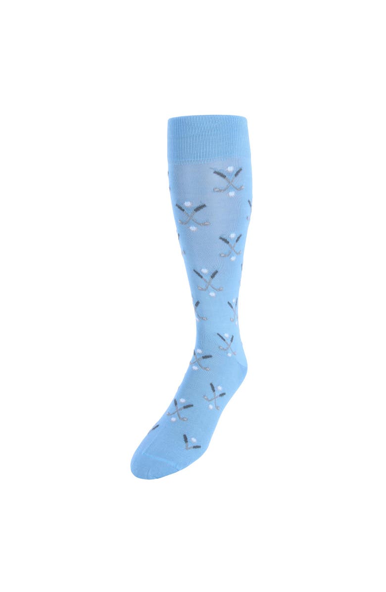 Trafalgar Hole In One Golf Novelty Mercerized Cotton Mid-Calf Socks, Main, color, Light Blue