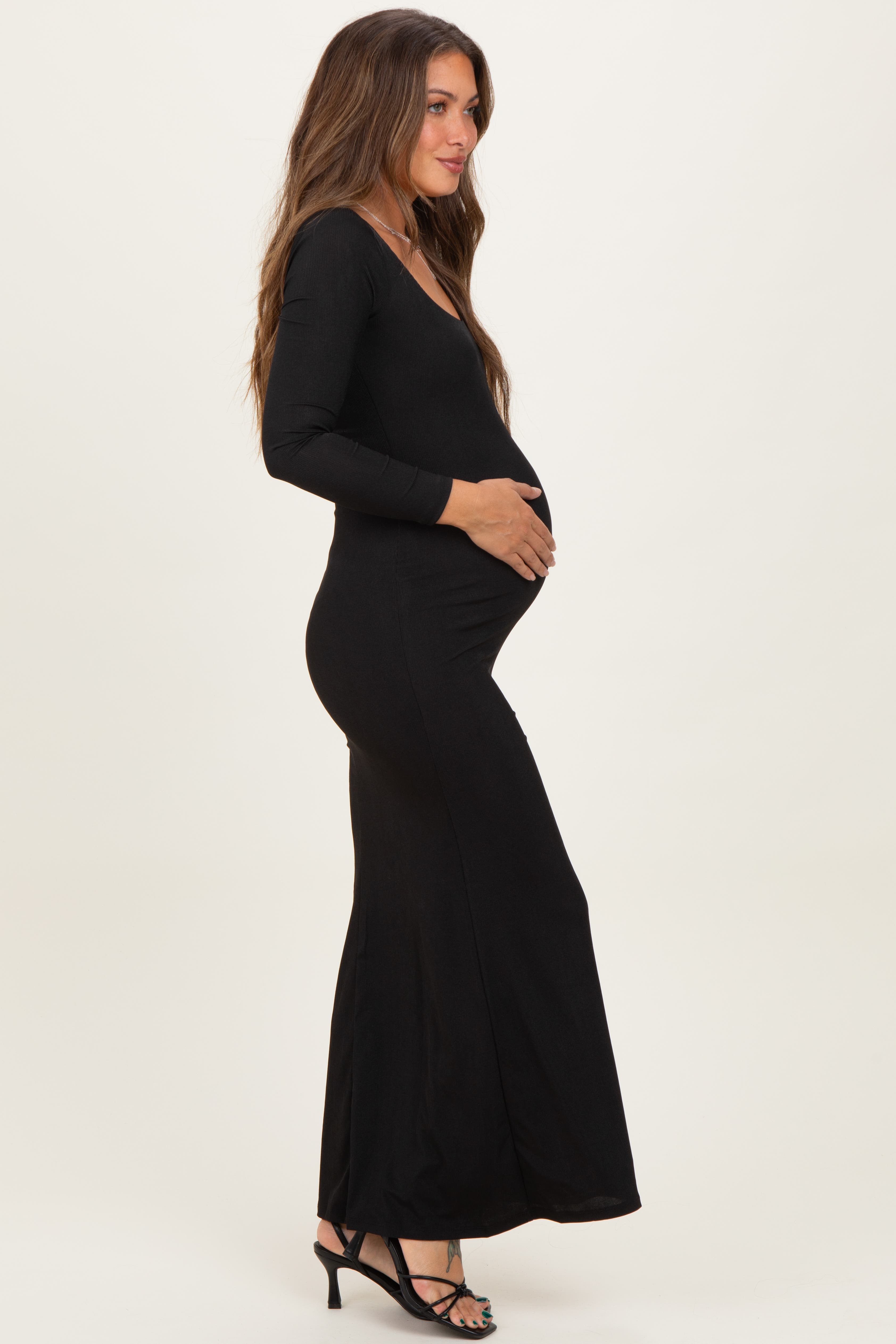 Square Neck Long Sleeve Maxi Dress - image 2