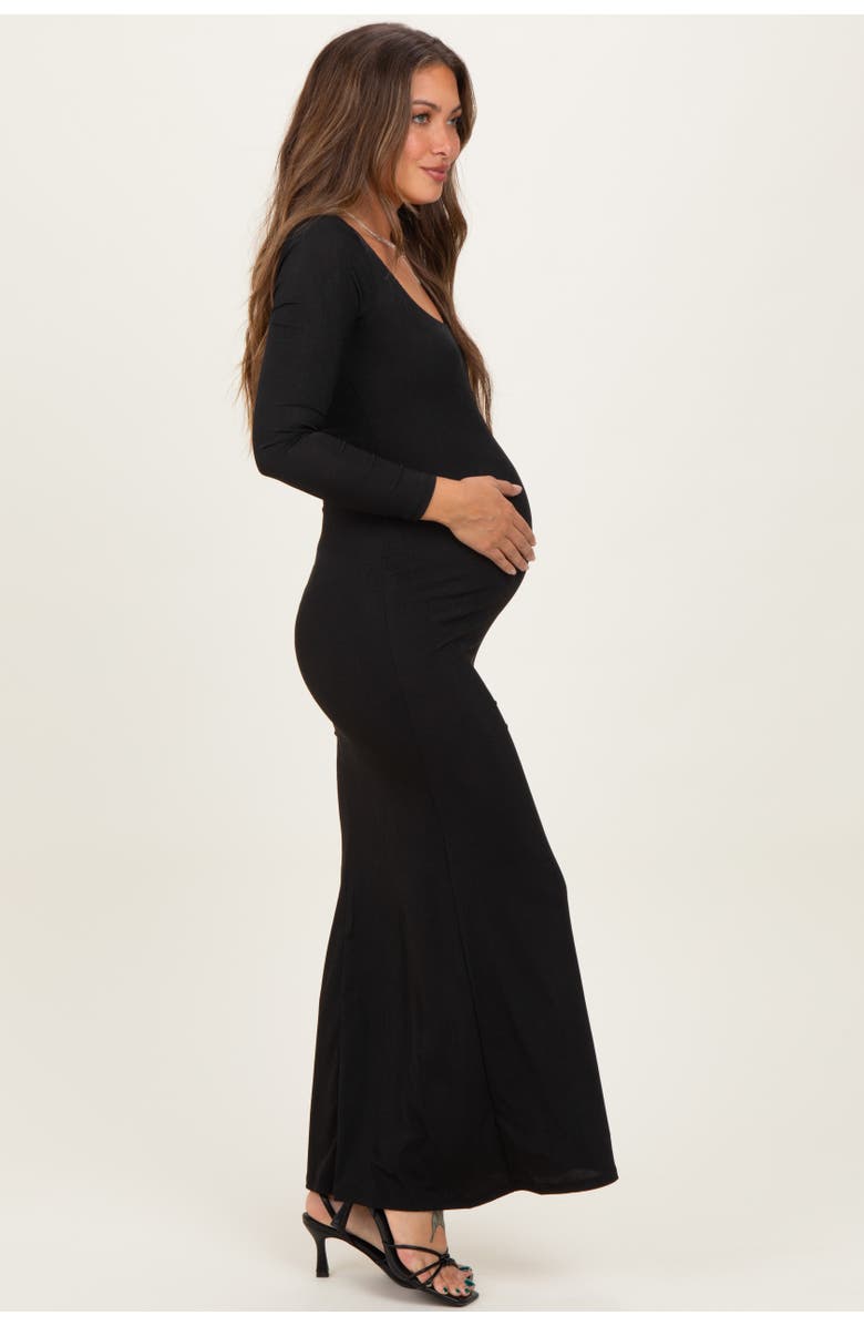 PinkBlush Square Neck Long Sleeve Maxi Dress, Alternate, color, Black