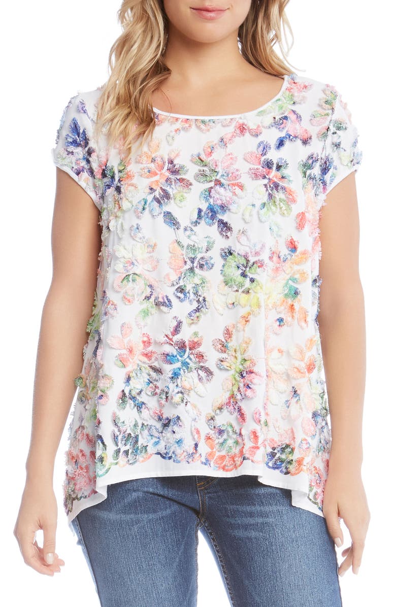 Karen Kane Frayed Rainbow Leaf Top, Main, color, 