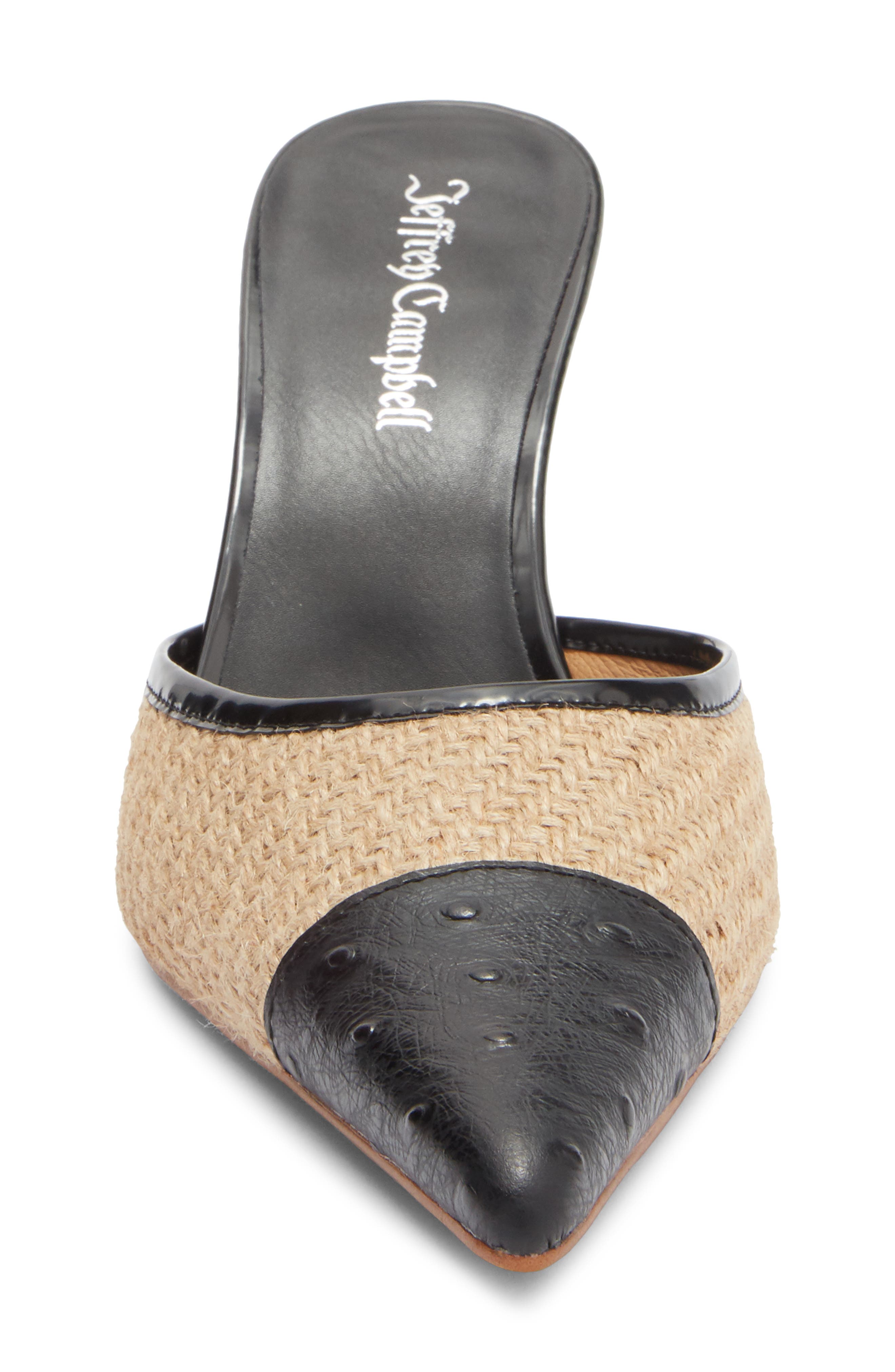 Jeffrey Campbell Parse Pointed Cap Toe Mule, Alternate, color, Tan Jute Black Ostrich