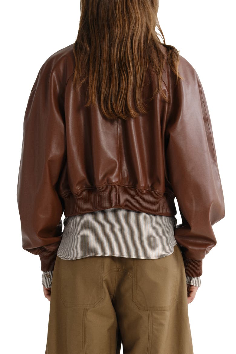 Nova Faux Leather Bomber Jacket, Alternate, color, PALISANDER MD BRIGHT BROWN