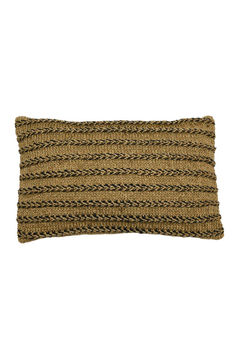 Hand-Woven Jute and Cotton Macramé Lumbar Pillow, Main, color, Brown
