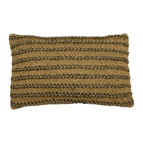 Hand-Woven Jute and Cotton Macramé Lumbar Pillow