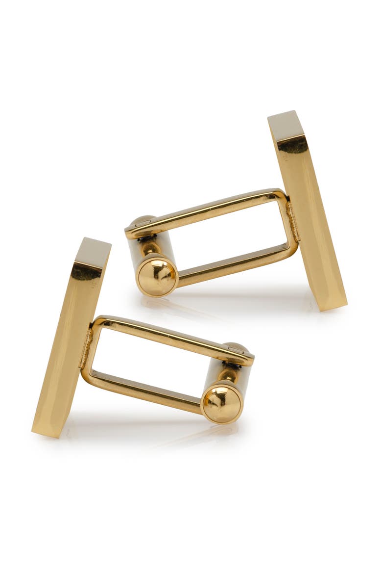 Engravable Square Cuff Links, Alternate, color, GOLD