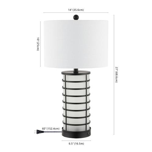 Jonathan Y Jayce 27in Modern Industrial Iron Nightlight Led Table Lamp With Usb Charging Port In Black/white