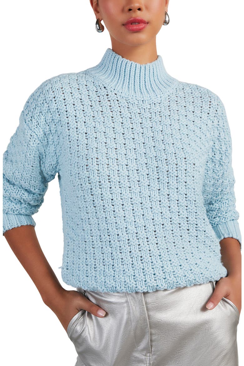 Kerri Basket Weave Mock Neck Sweater, Main, color, LIGHT BLUE