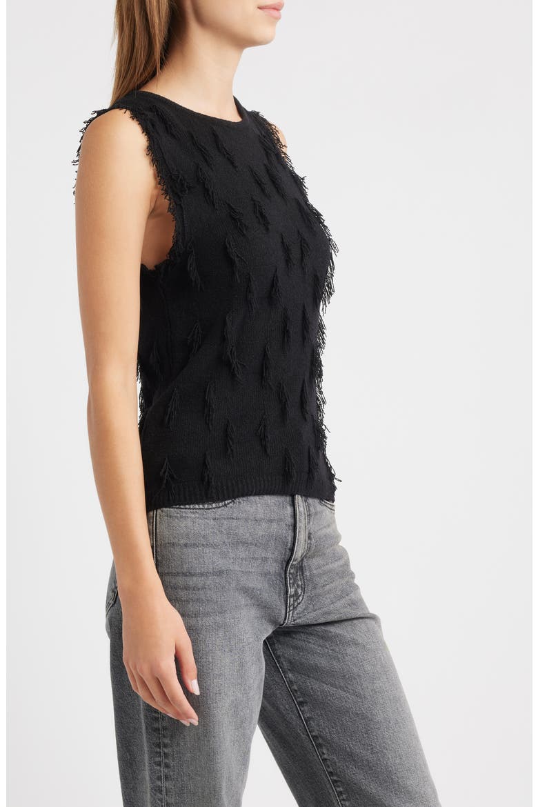 Vidana Fringe Texture Sweater Vest, Alternate, color, BLACK
