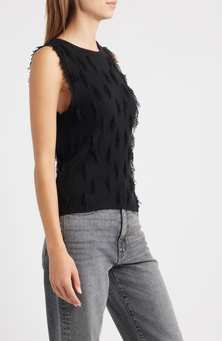 Rails Vidana Fringe Texture Sweater Vest, Alternate, color, Black