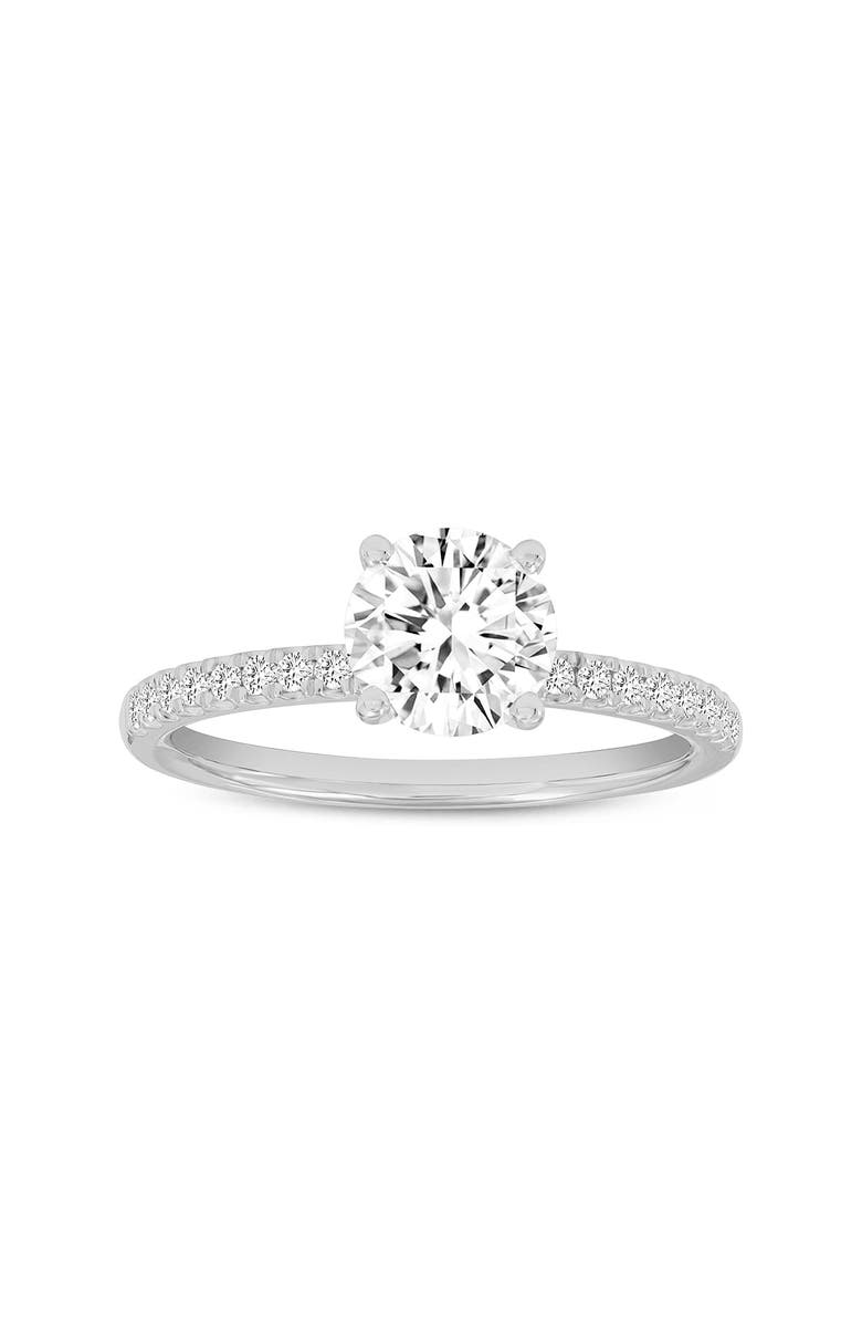 LuvMyJewelry Isabella 14K White Gold Round Cut Lab Grown Diamond Halo Engagement Ring - 1.2 ctw, Main, color, 14K White Gold
