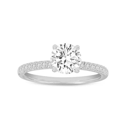 Isabella 14K White Gold Round Cut Lab Grown Diamond Halo Engagement Ring - 1.2 ctw