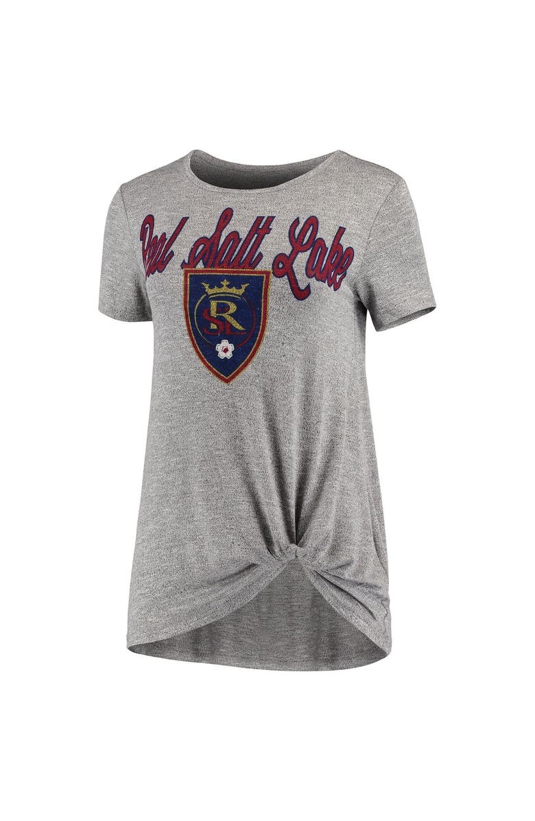 CONCEPTS SPORT Women's Concepts Sport Gray Real Salt Lake Layover Knot Tri-Blend T-Shirt, Main, color, 