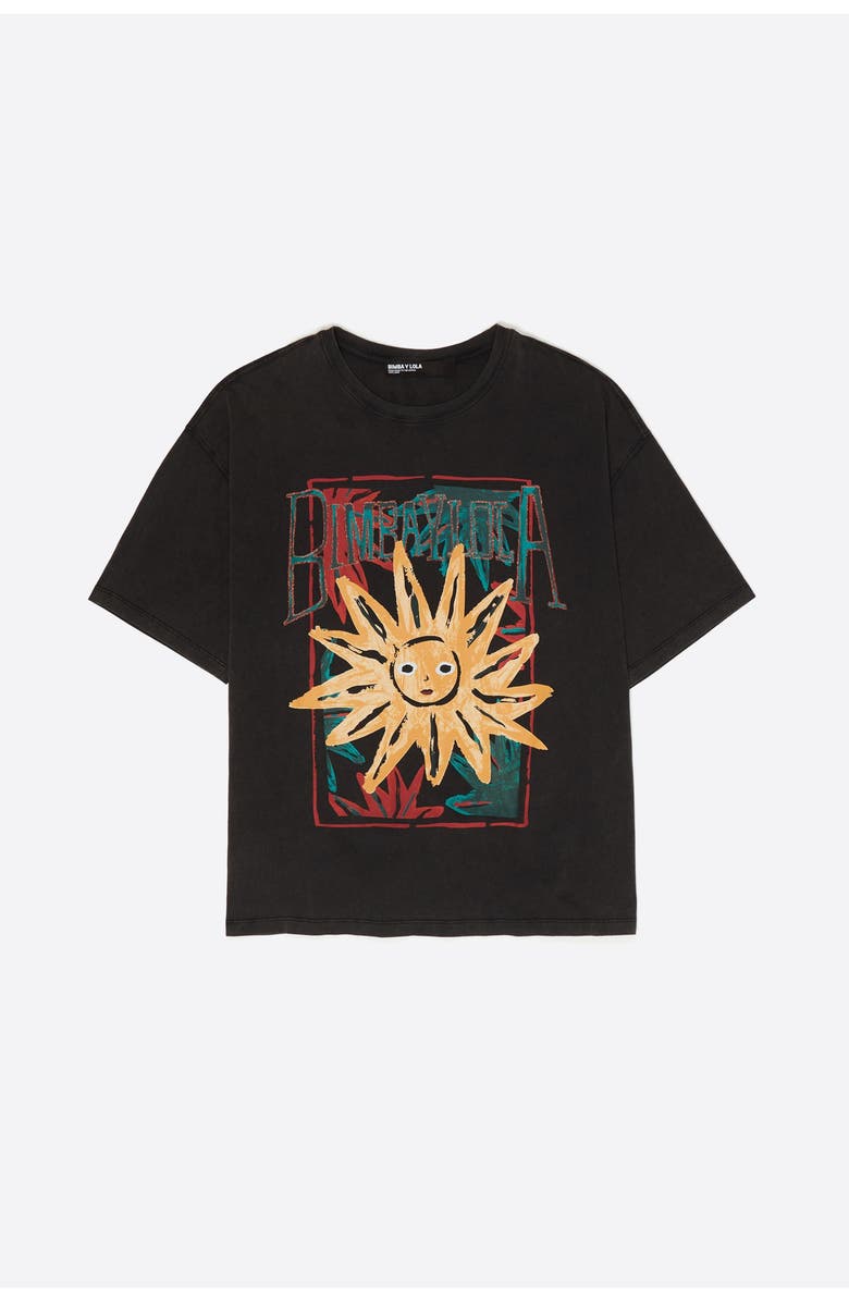 Bimba y Lola Sun Logo T-Shirt, Alternate, color, Black