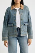 CITY BLUES Faux Suede Collar Denim Jacket
