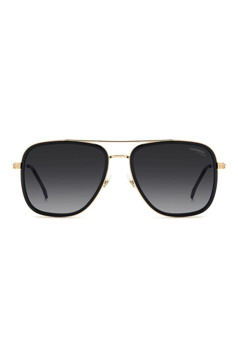 58mm Gradient Pilot Sunglasses, Main, color, BLACK/ DARK GREY SF