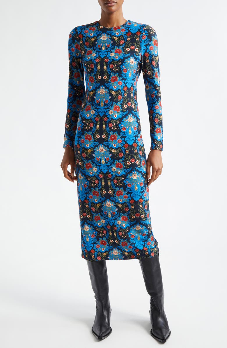 FARM Rio Floral Long Sleeve Jersey Dress, Main, color, 