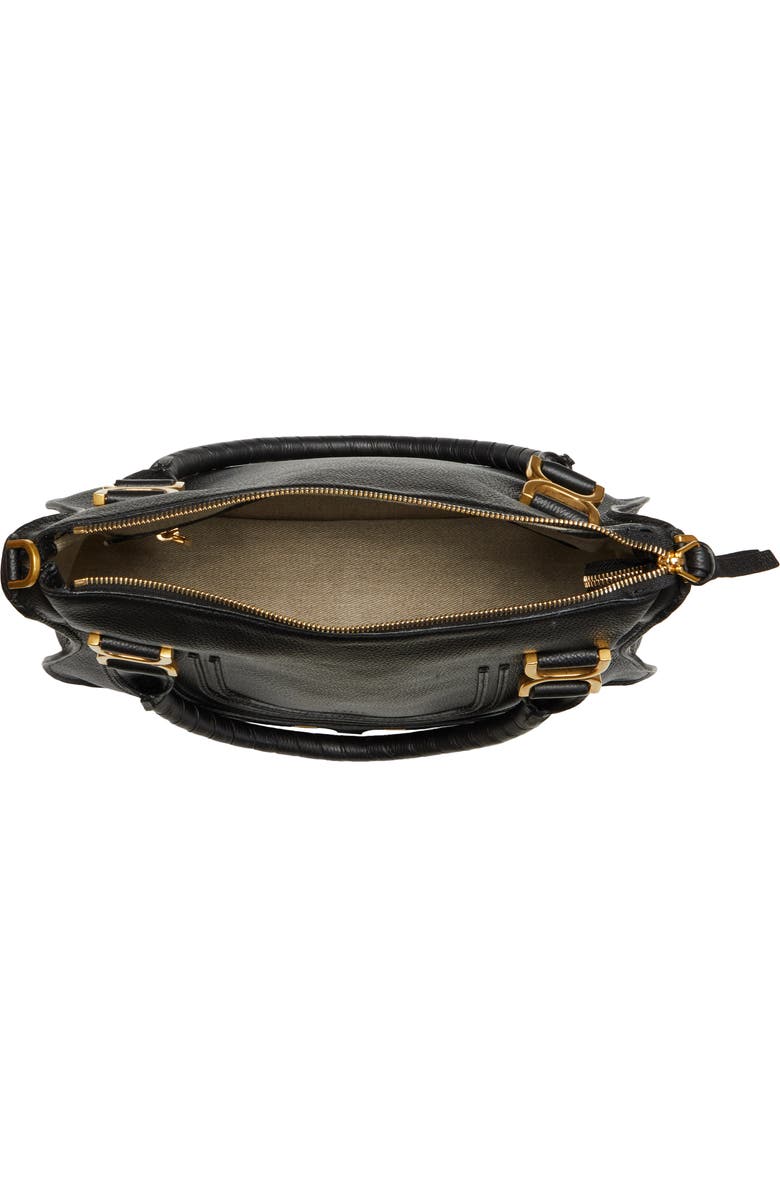 Chloé Medium Marcie Leather Satchel, Alternate, color, Black