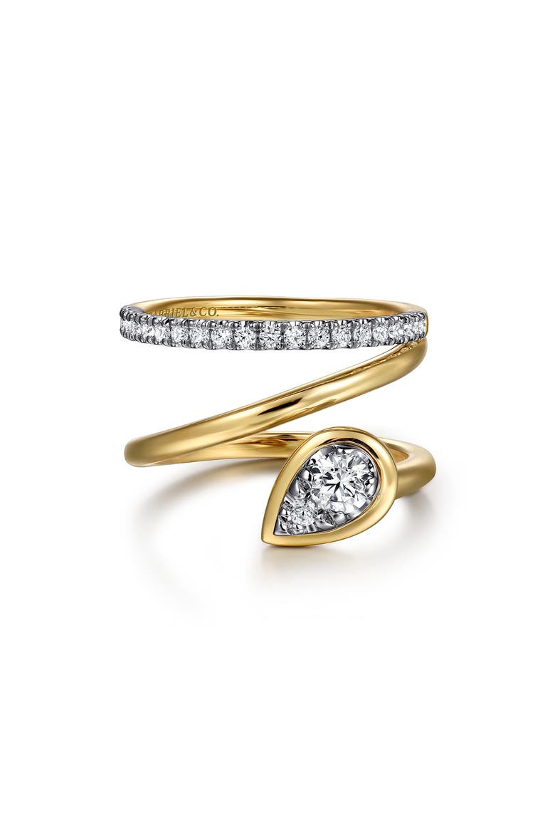 Two-Tone 14K Gold Diamond Wide Band Wrap Ring, Alternate, color, TWO TONE