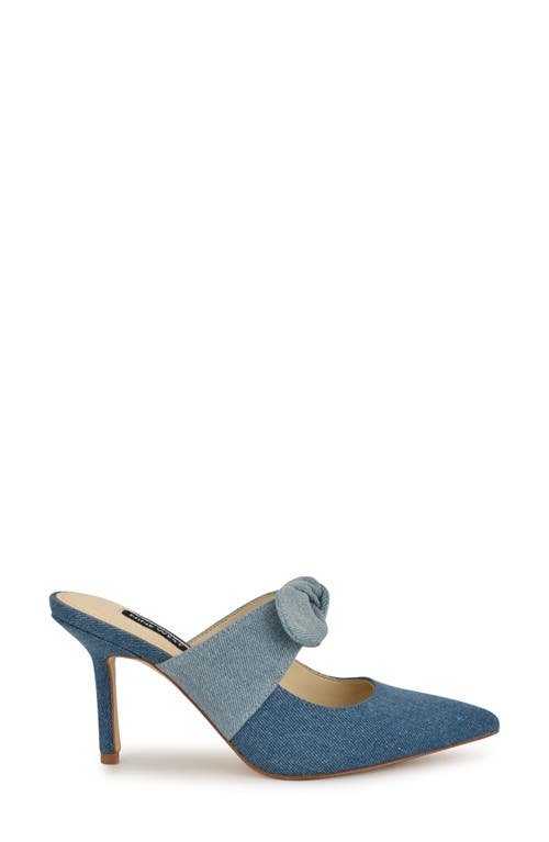 Nine West Demmure Pointed Toe Mule In Medium Blue 420