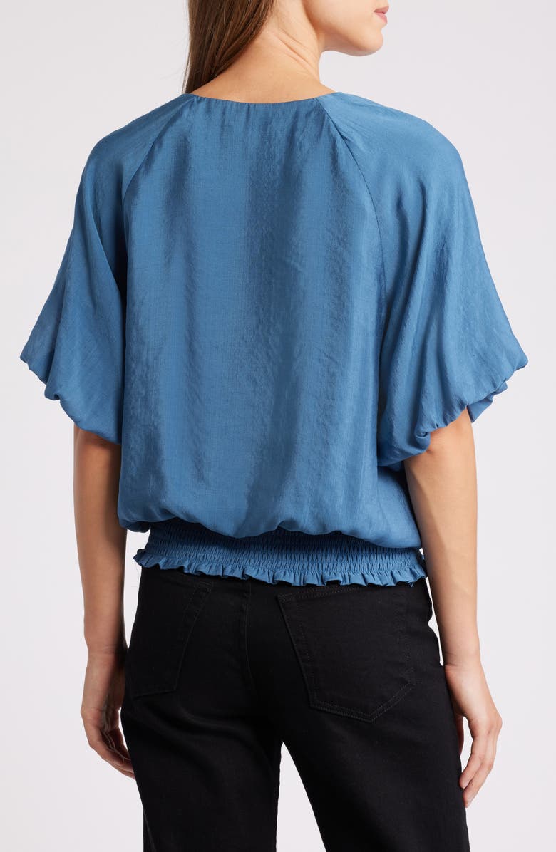 Vince Camuto Bubble Sleeve Smock Waist Top, Alternate, color, Vintage Blue