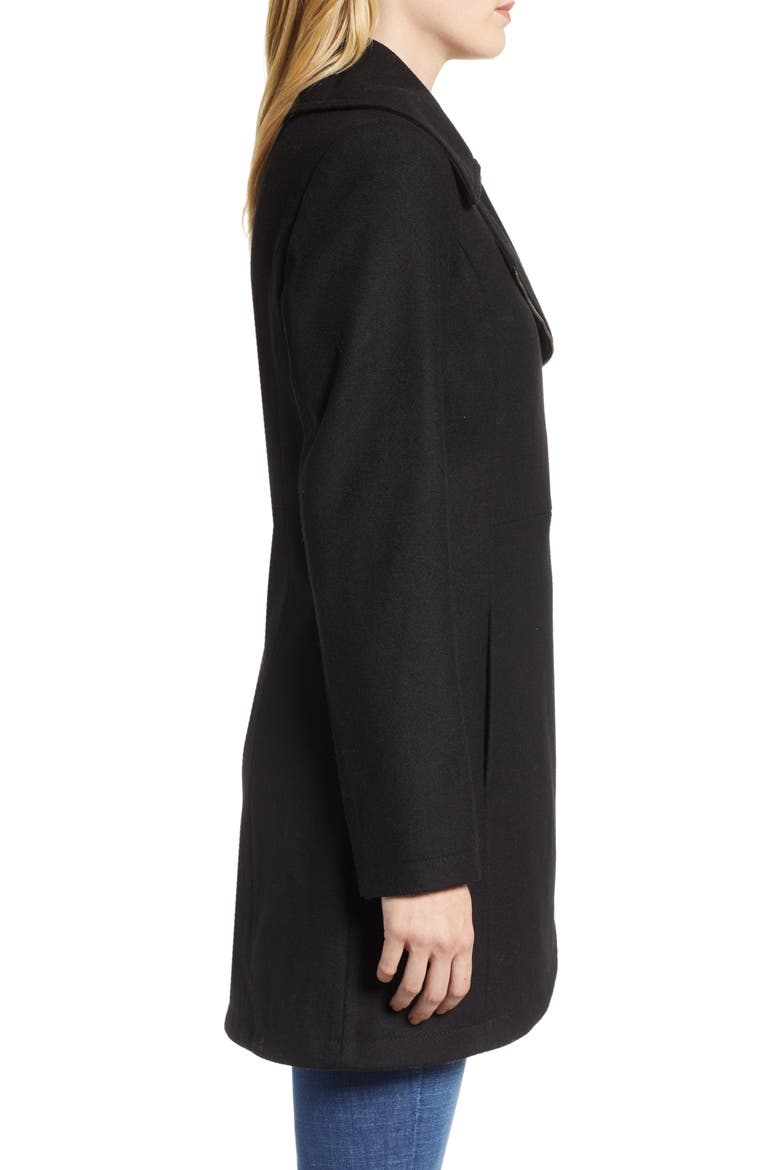 Asymmetrical Zip Wool Blend Coat, Alternate, color, BLACK