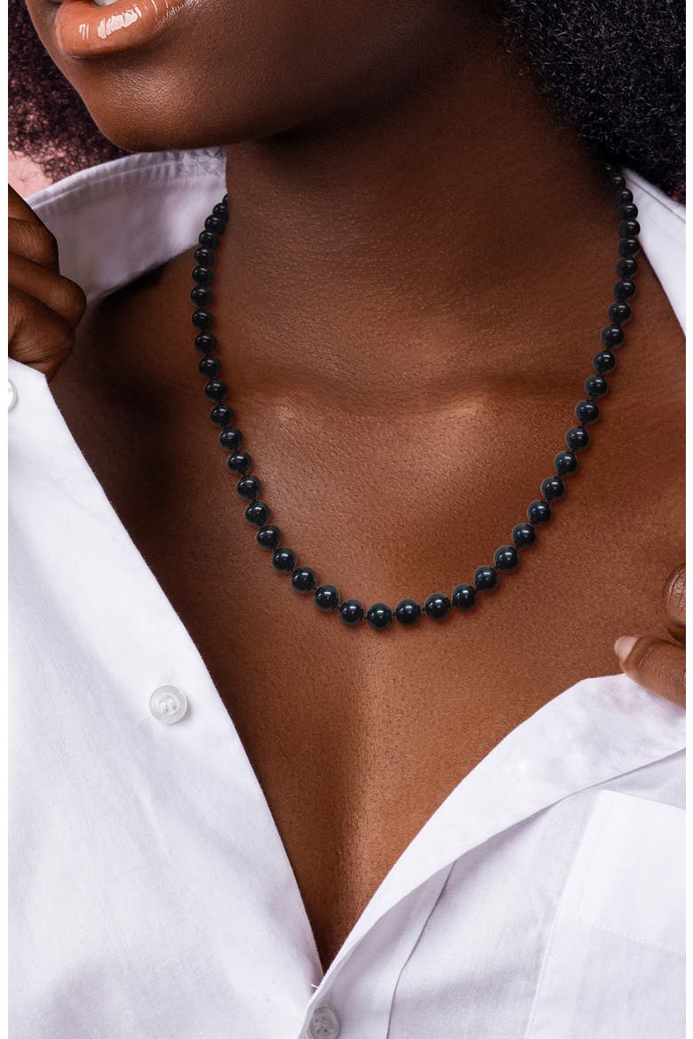 Cultured Black Pearl Necklace, 7–7.5mm, Alternate, color, BLACK