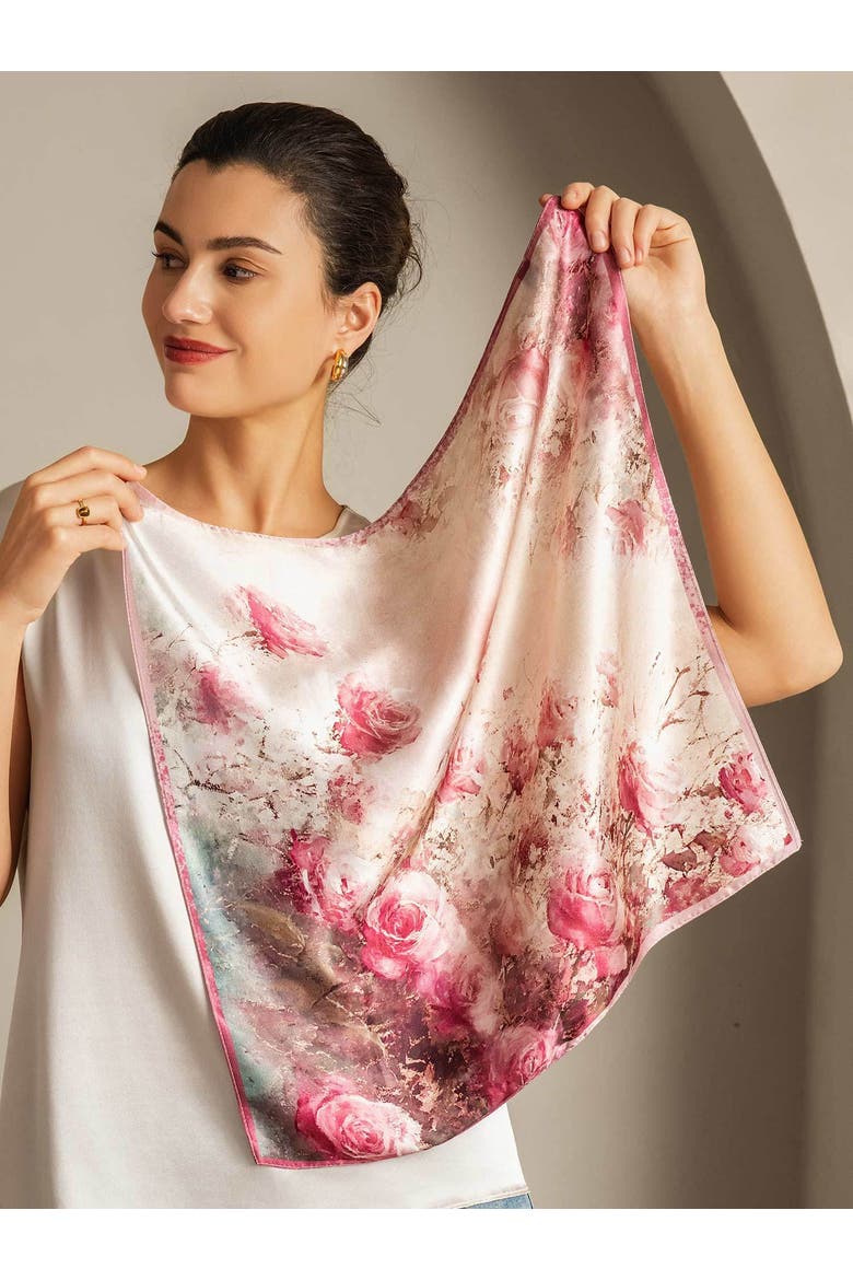Pure Silk Delicate Square Scarf, Alternate, color, Medium Pink