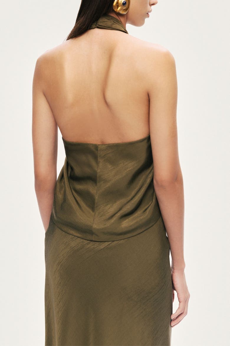Twist Halter Neck Bustier, Alternate, color, Khaki