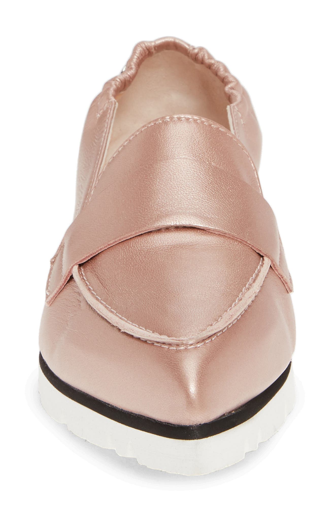 Micro Leopard Print Pointed Toe Loafer, Alternate, color, PALE PINK METALLIC