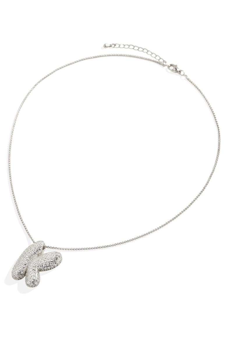 Pave Bubble Initial Necklace, Alternate, color, Silver / Letter C