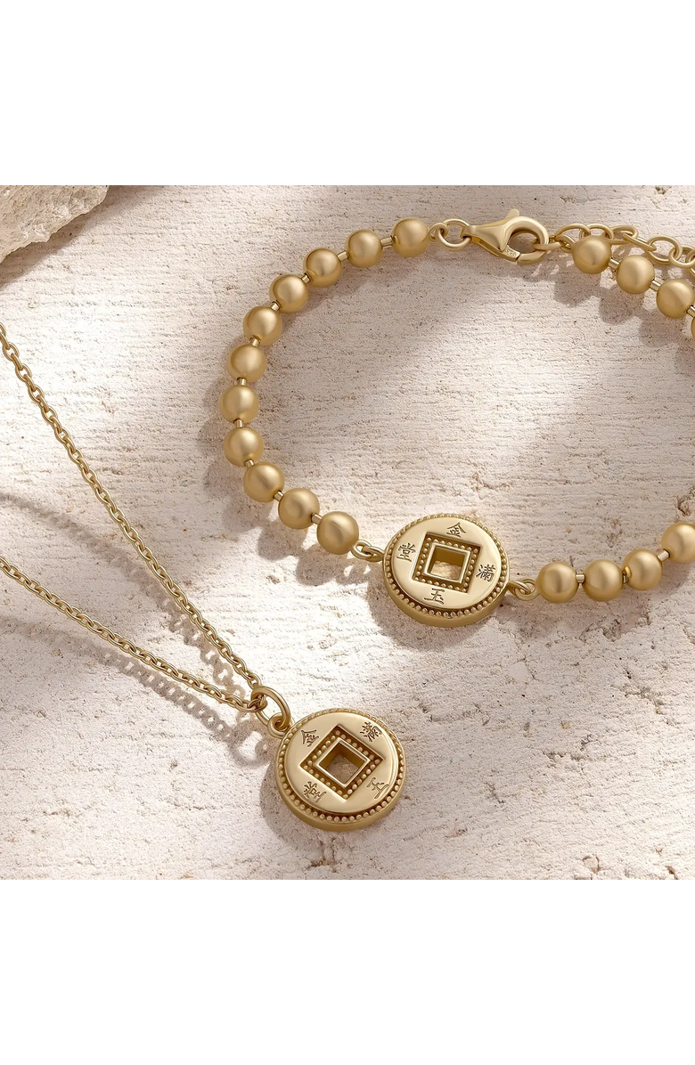 Karma and Luck Radiant Fortune Gold Lucky Coin Necklace, Main, color, Gold