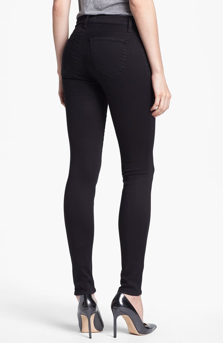J Brand '485' Mid Rise Super Skinny Jeans, Alternate, color, Black