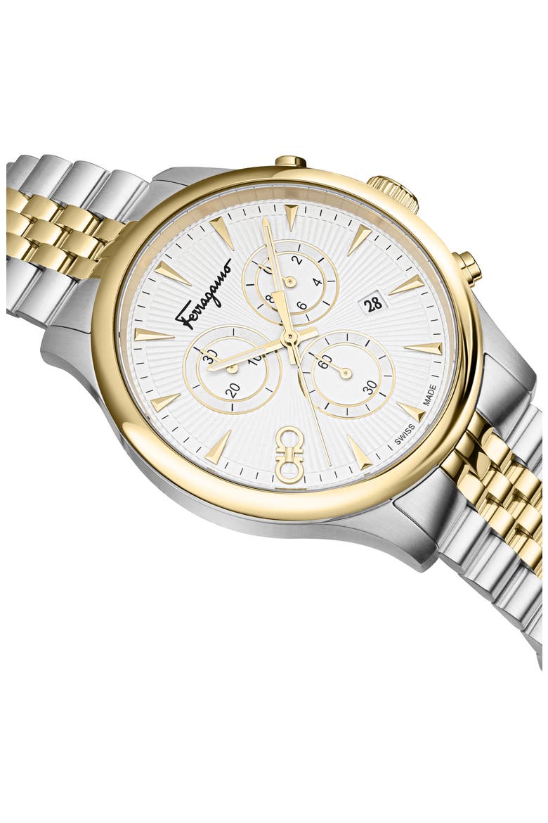 Duo Chronograph Two-Tone Bracelet Watch, 42mm, Alternate, color, WHITE/ TWO TONE