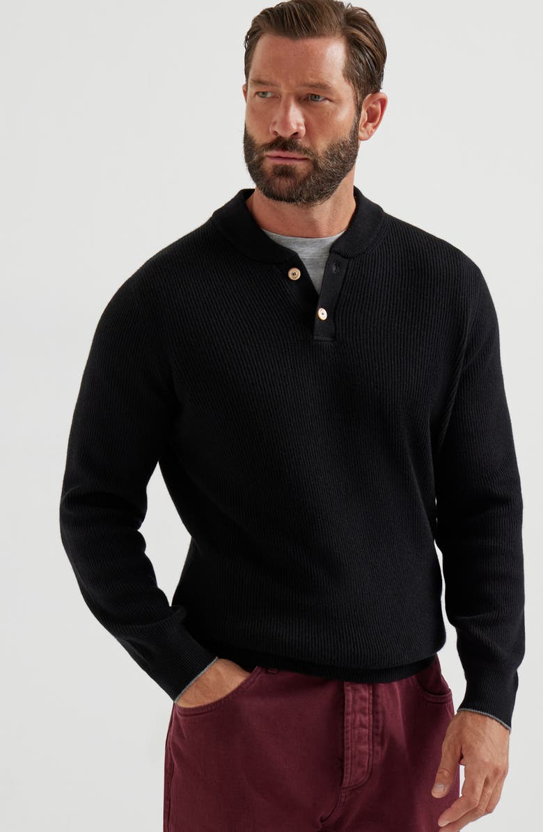 Brunello Cucinelli English Rib knit sweater, Alternate, color, Black