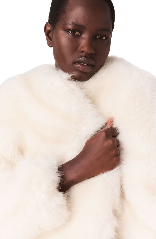 Maje Short Faux Fur Jacket In White