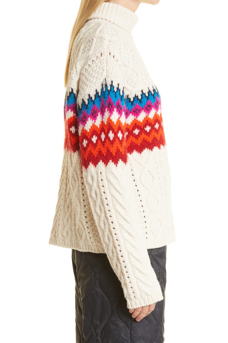 Willow Fair Isle Wool Turtleneck Sweater, Alternate, color, CREAM MULTI