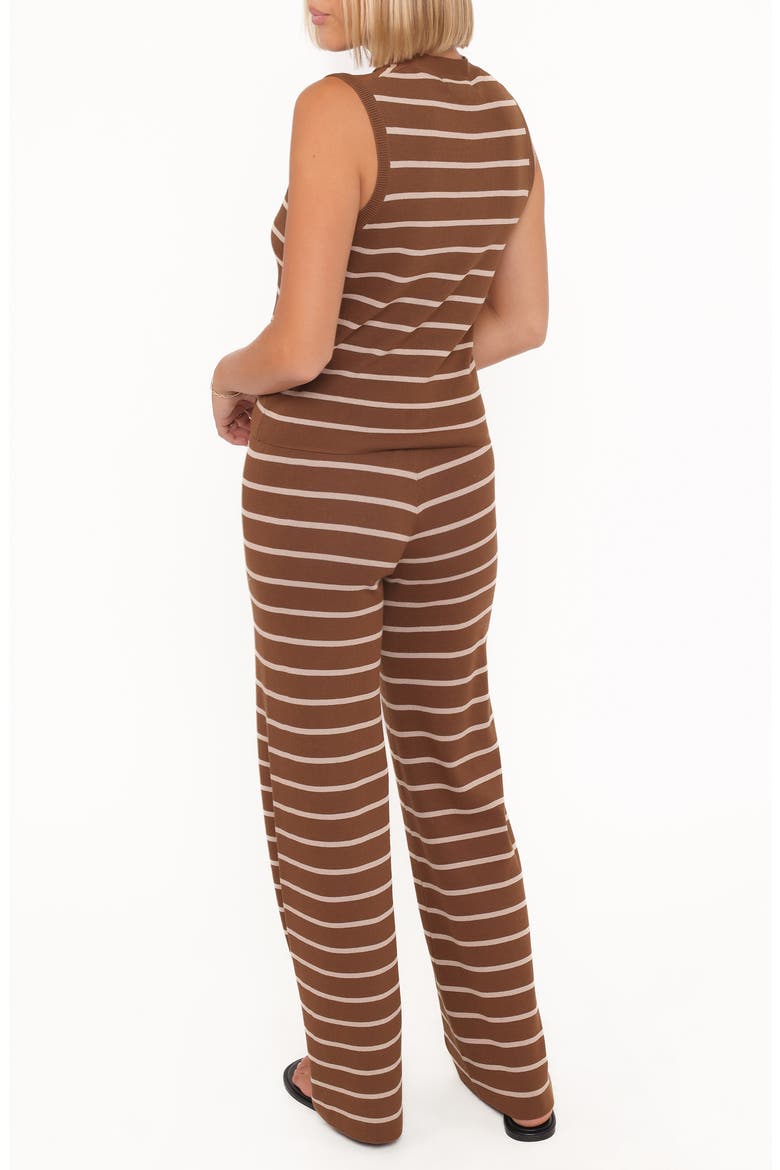 Juna Stripe Sleeveless Sweater & Pants Set, Alternate, color, BROWN/CREAM STRIPE