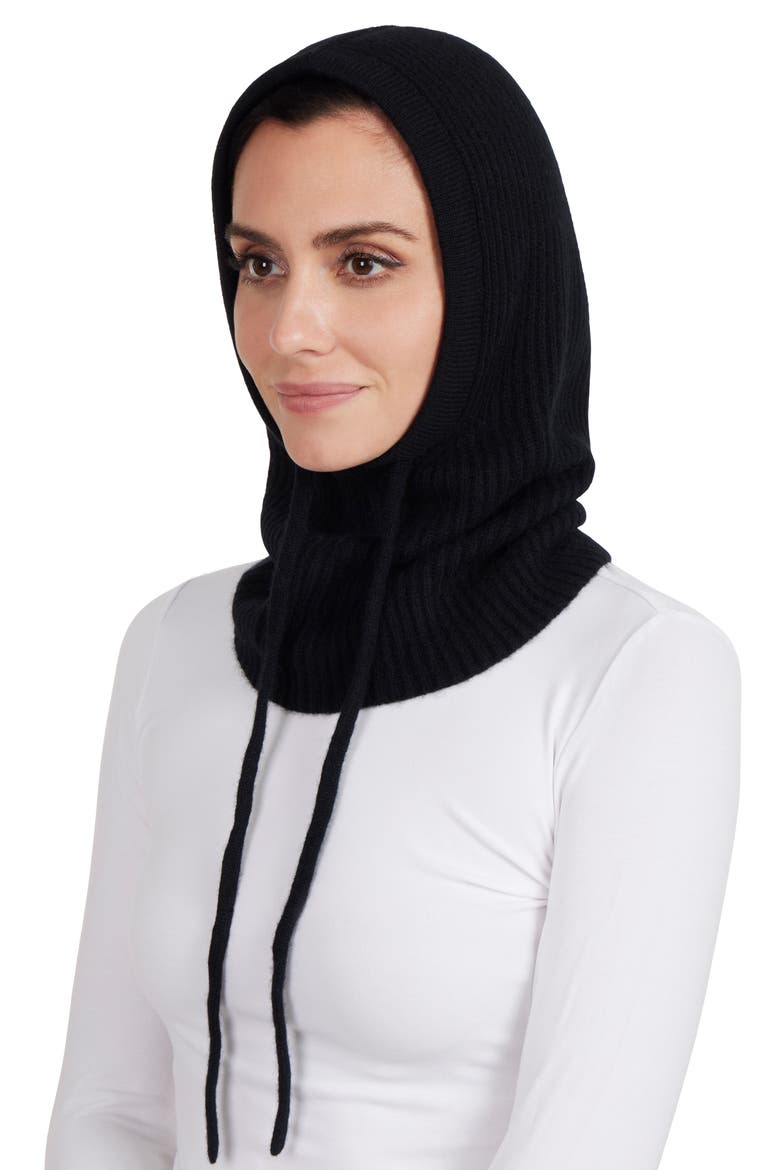 Cashmere Rib Knit Hood, Alternate, color, BLACK